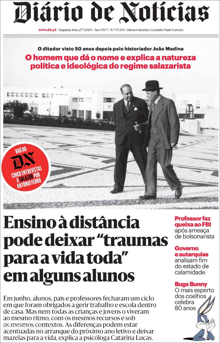 Portada de Diário de Noticias (Portugal)