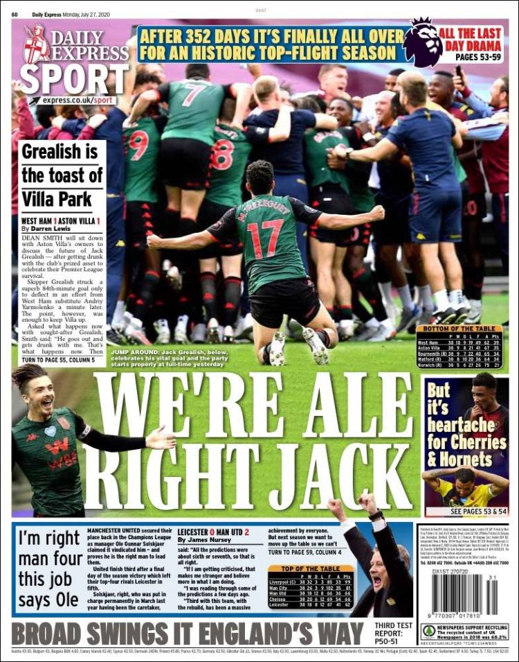 Portada de Express Sport (Reino Unido)