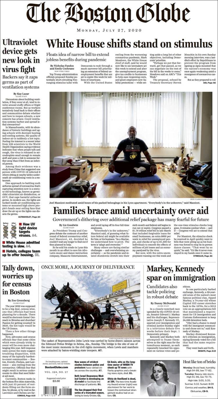 Portada de Boston Globe (USA)