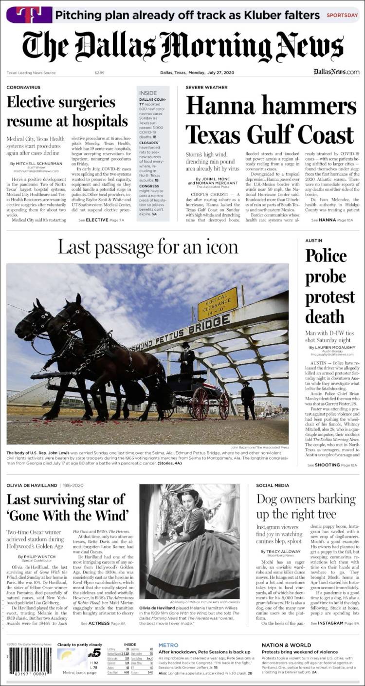 Portada de Dallas Morning News (USA)