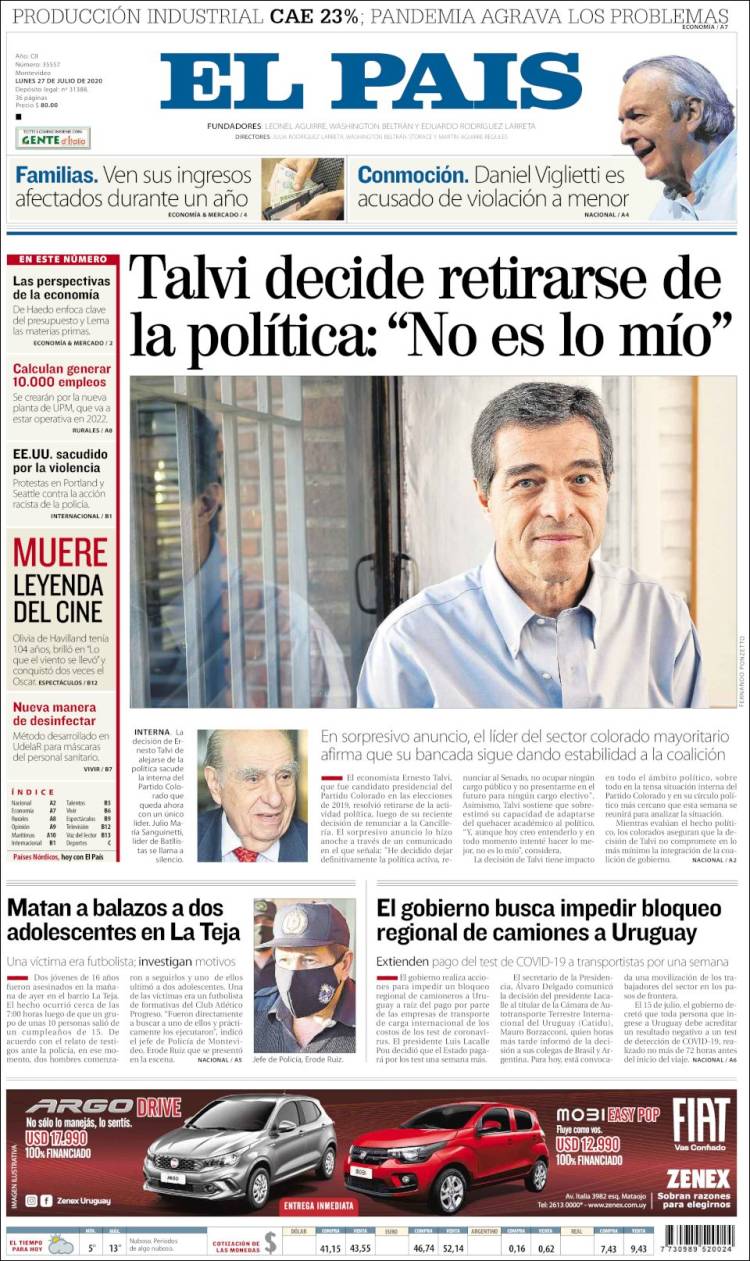 Portada de El País (Uruguay)