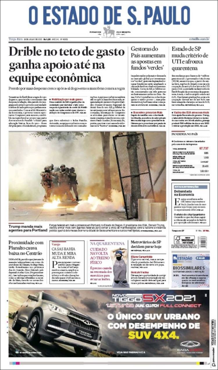 Portada de O Estado de São Paulo (Brasil)