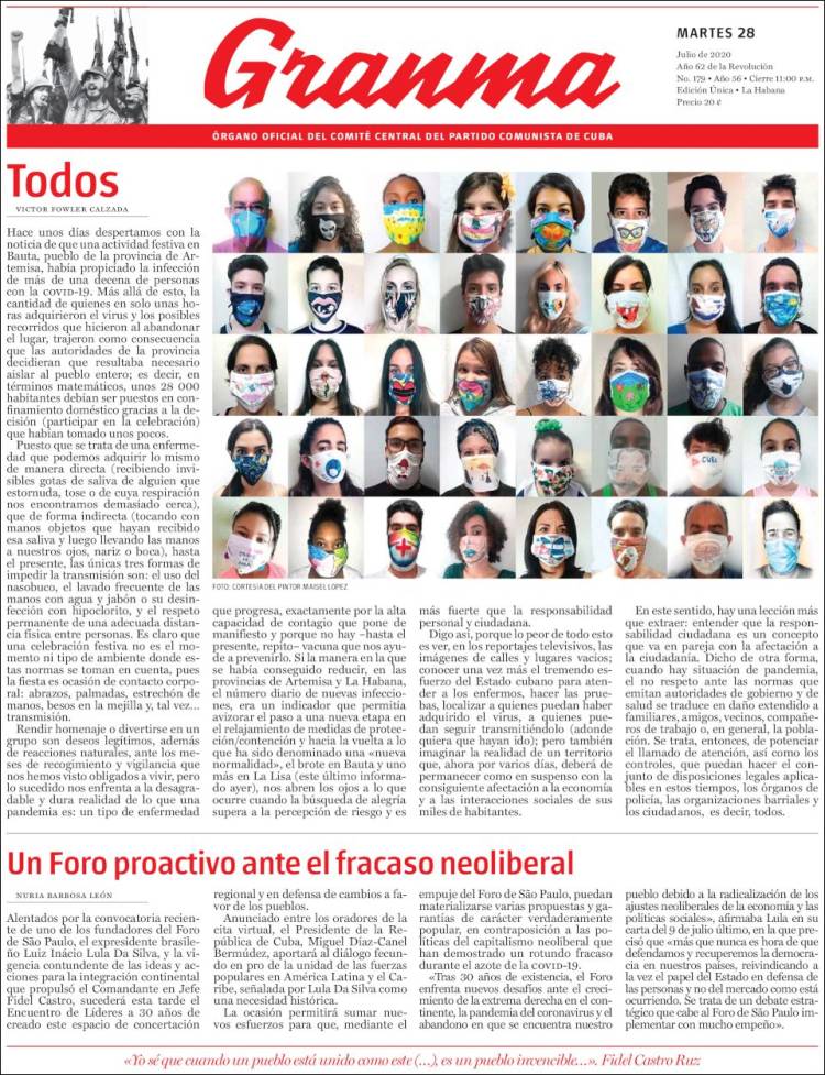 Portada de Granma (Cuba)