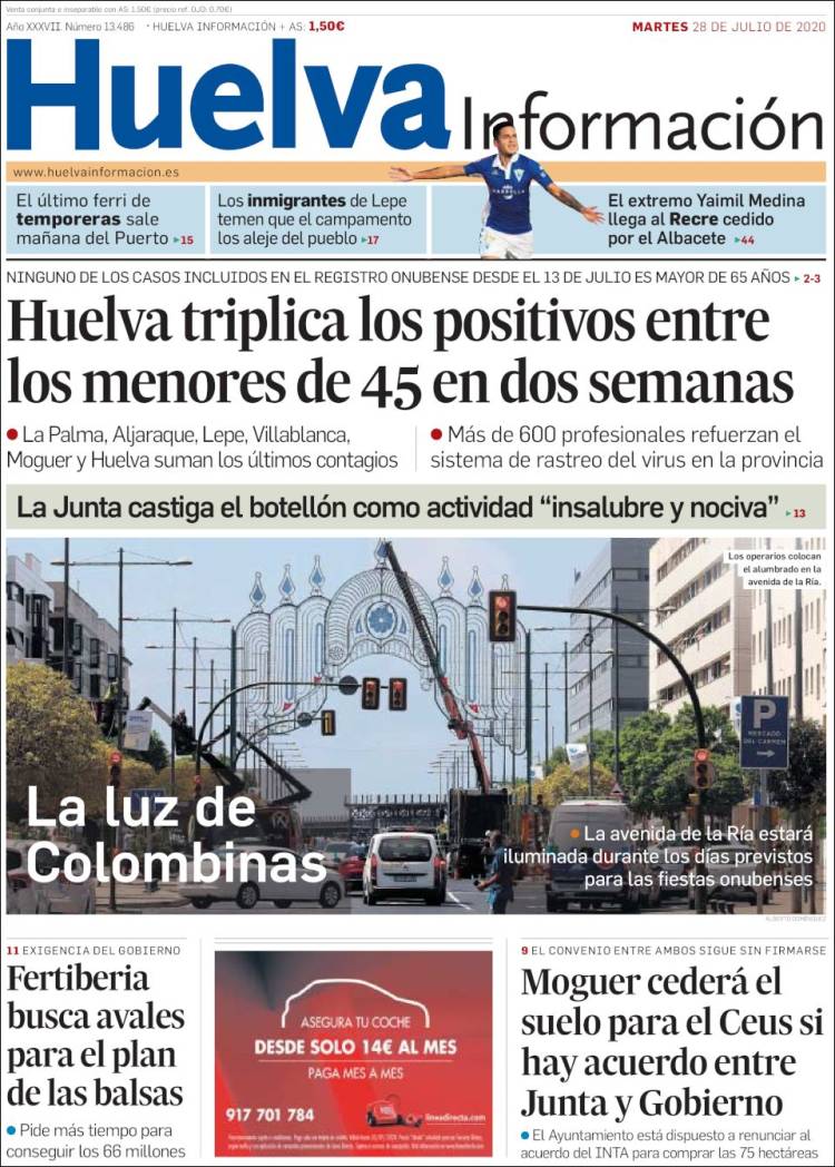 Portada de Huelva Información (España)