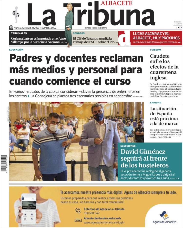 Portada de La Tribuna de Albacete (Espa&ntilde;a)