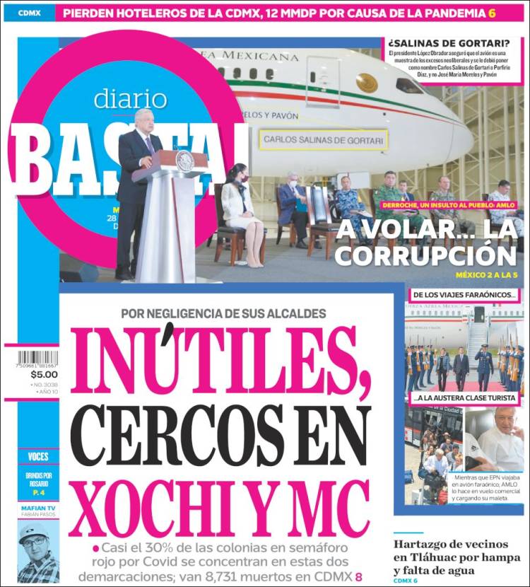 Portada de Diario Basta (México)