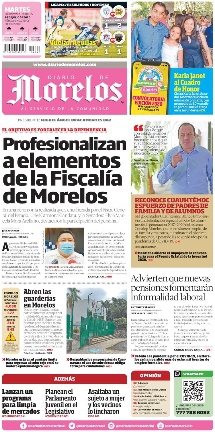 Portada de Diario de Morelos (México)