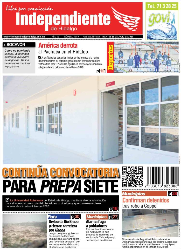 Portada de El Independiente de Hidalgo (México)