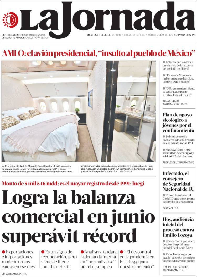 Portada de La Jornada (México)