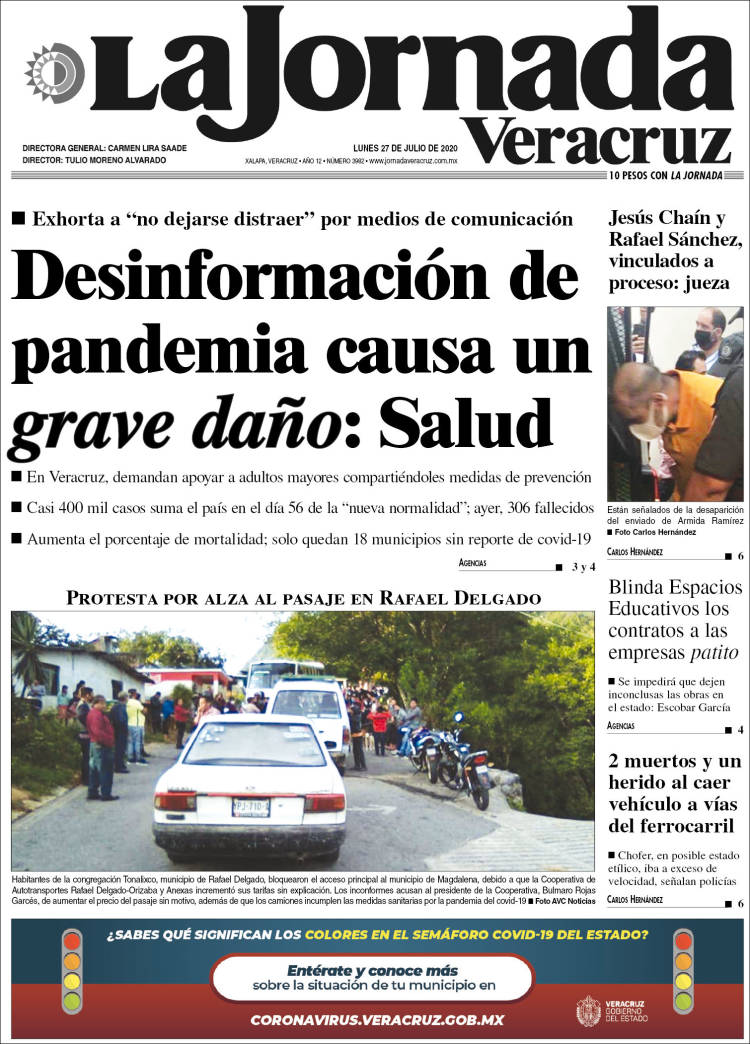 Portada de La Jornada Veracruz (México)