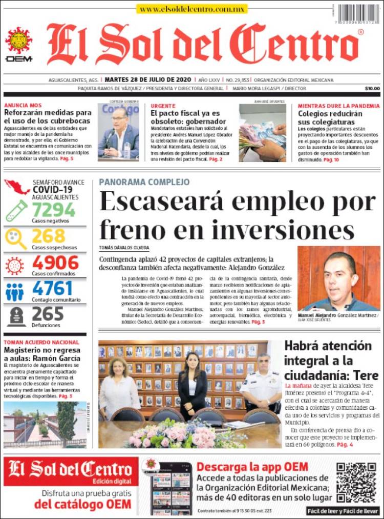 Portada de El Sol del Centro (México)