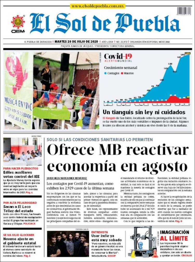 Portada de El Sol de Puebla (México)
