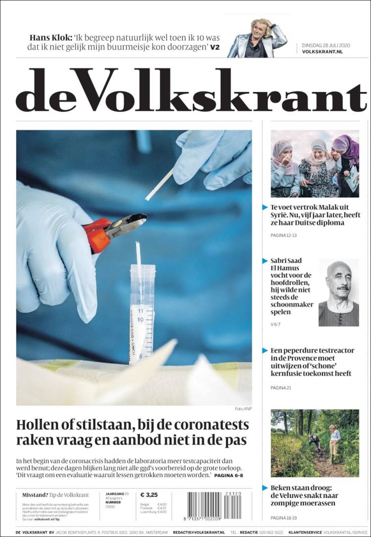 Portada de De Volkskrant (Pa&iacute;ses Bajos)