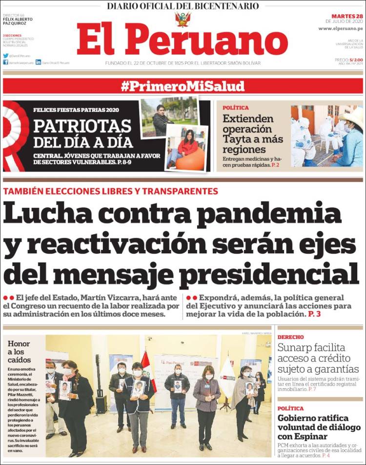 Portada de El Peruano (Per&uacute;)