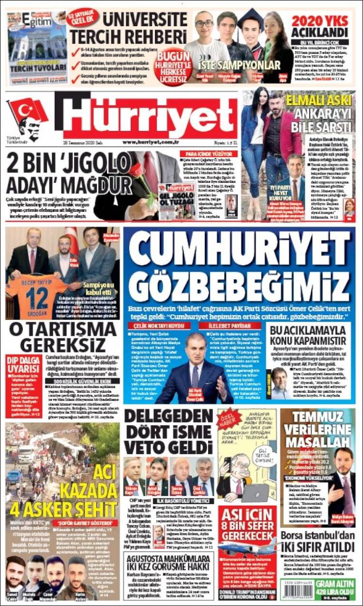 Portada de Hürriyet (Turqu&iacute;a)