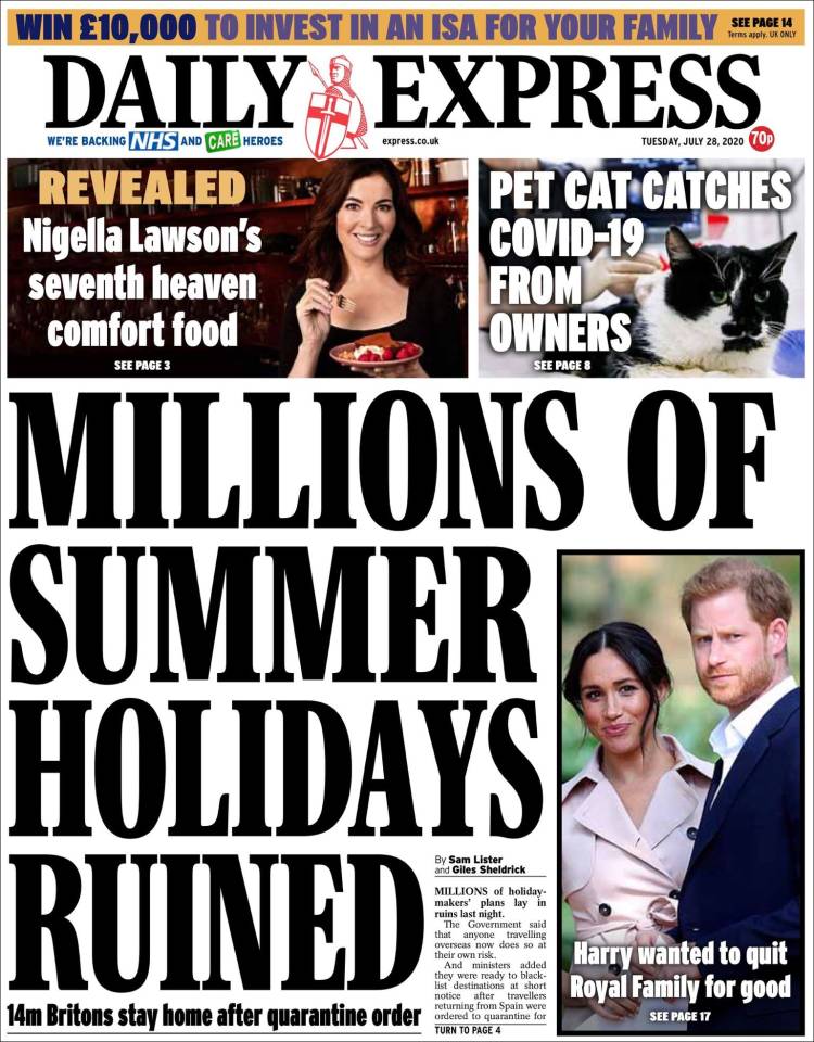 Portada de Daily Express (Reino Unido)