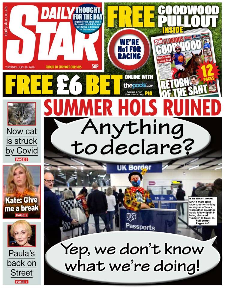 Portada de Daily Star (Reino Unido)