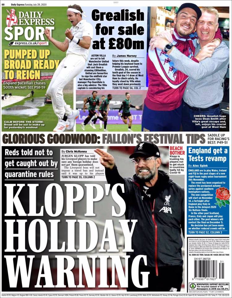Portada de Express Sport (Reino Unido)