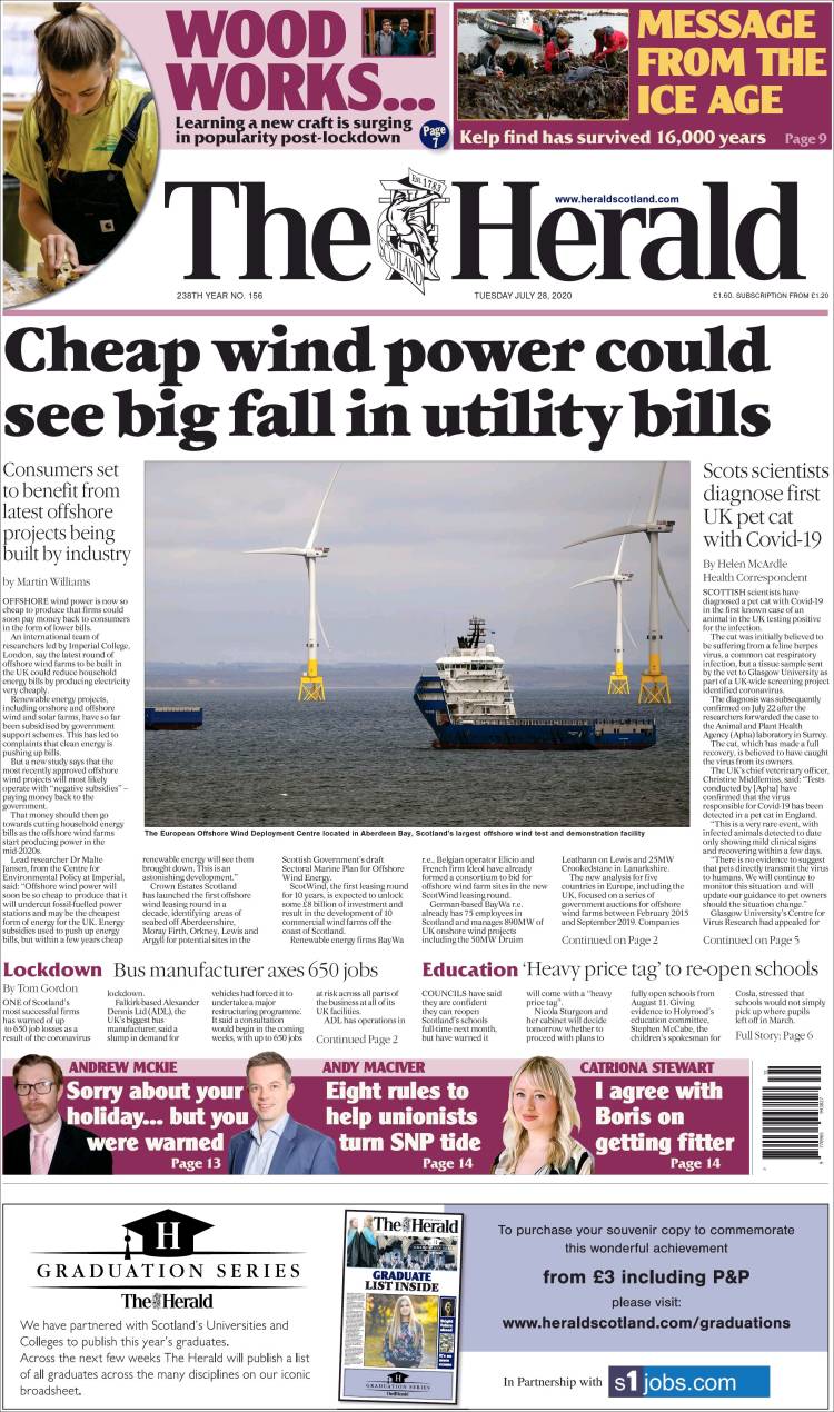 Portada de The Herald (Reino Unido)