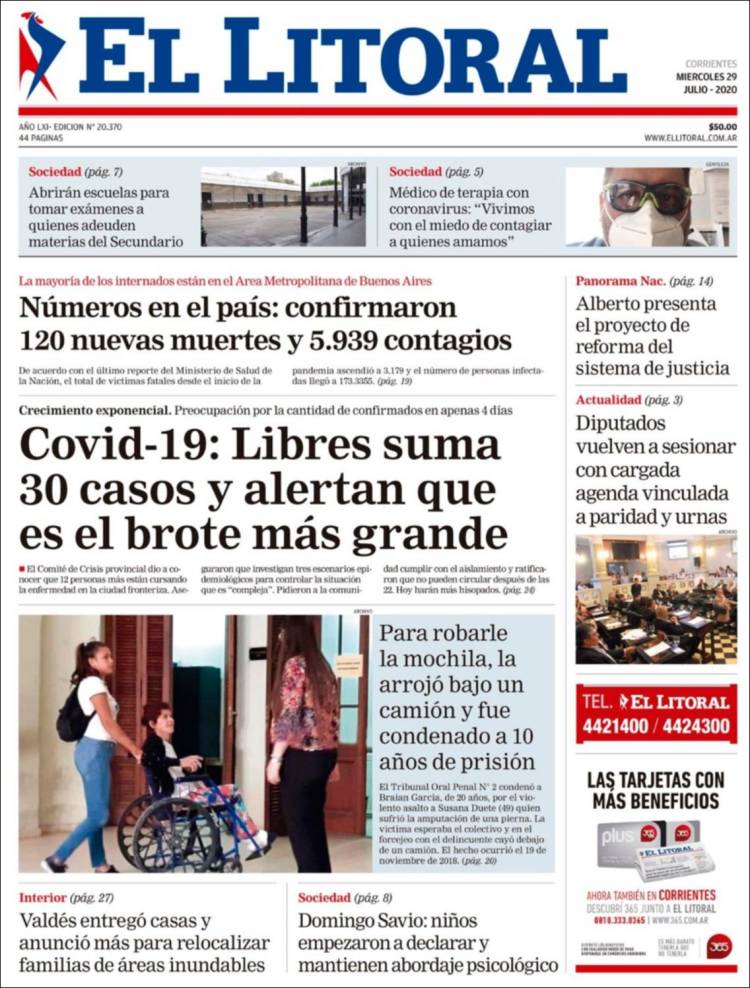 Portada de El Litoral Corrientes (Argentina)