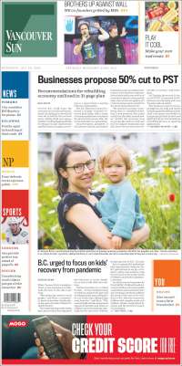 Portada de The Vancouver Sun (Canadá)