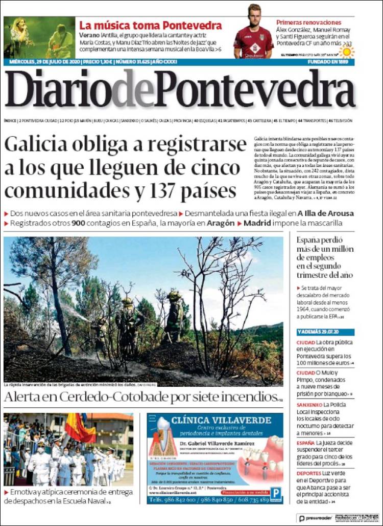 Portada de Diario de Pontevedra (España)