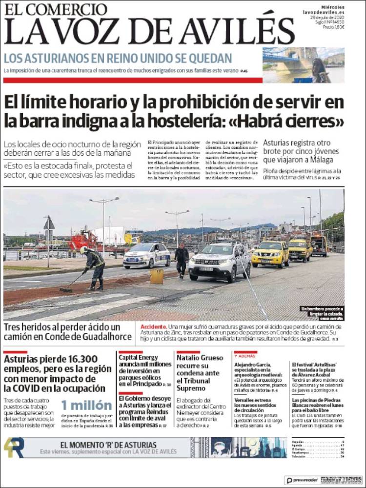 Portada de El Comercio - Avilés (España)