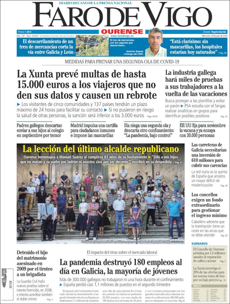 Portada de El Faro de Vigo - Ourense (España)