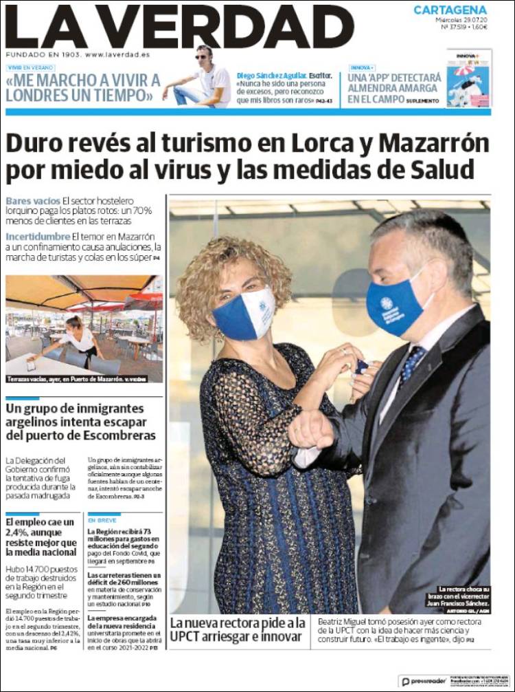 Portada de La Verdad de Cartagena (España)