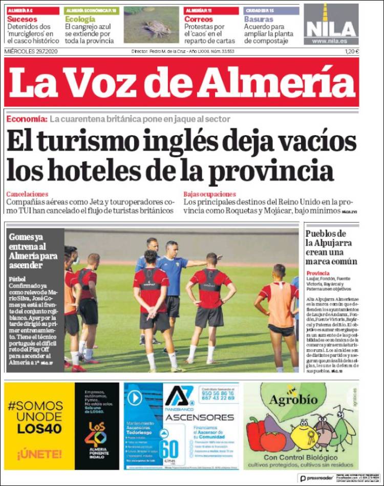 Portada de La Voz de Almería (España)