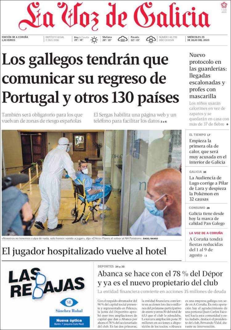 Portada de La Voz de Galicia (España)