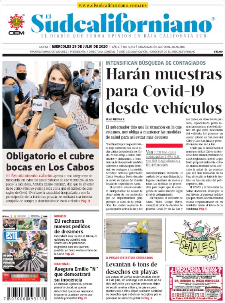 Portada de El Sudcaliforniano (México)