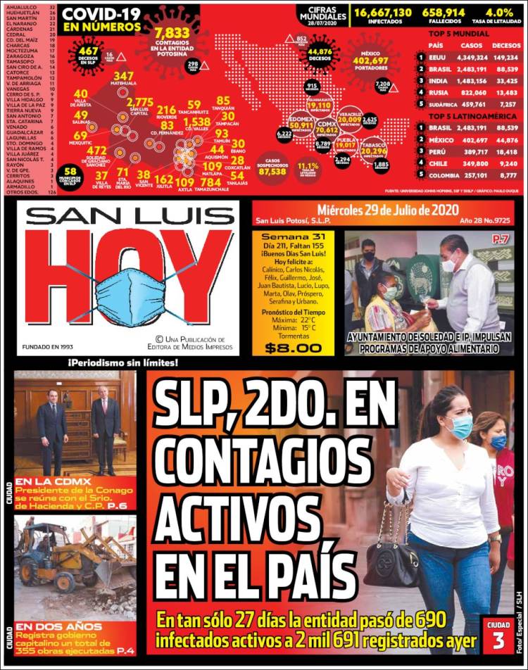 Portada de San Luis Hoy (México)