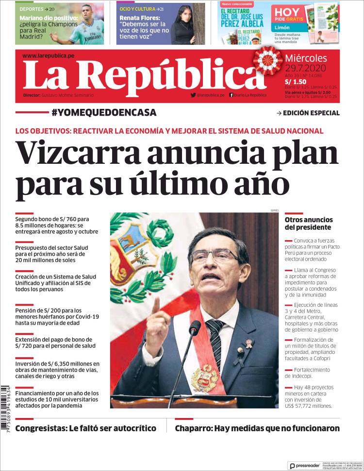 Portada de La Republica (Perú)