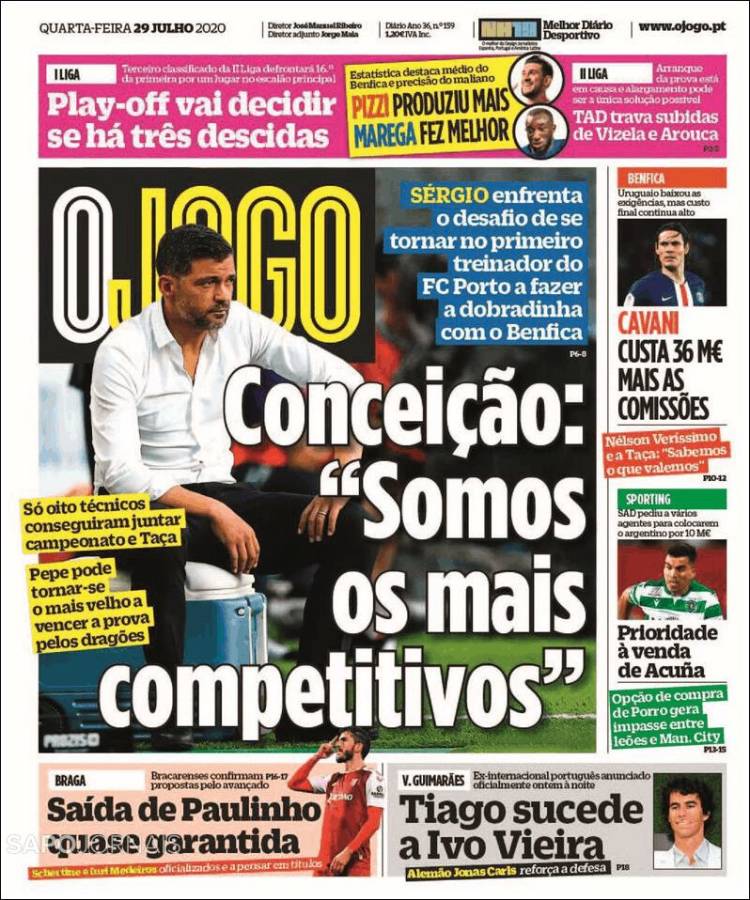 Portada de O Jogo (Portugal)