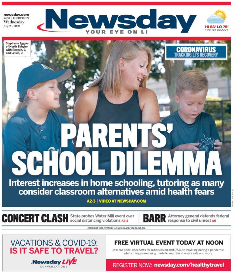 Portada de Newsday (USA)