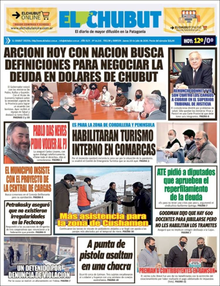 Portada de El Chubut (Argentina)