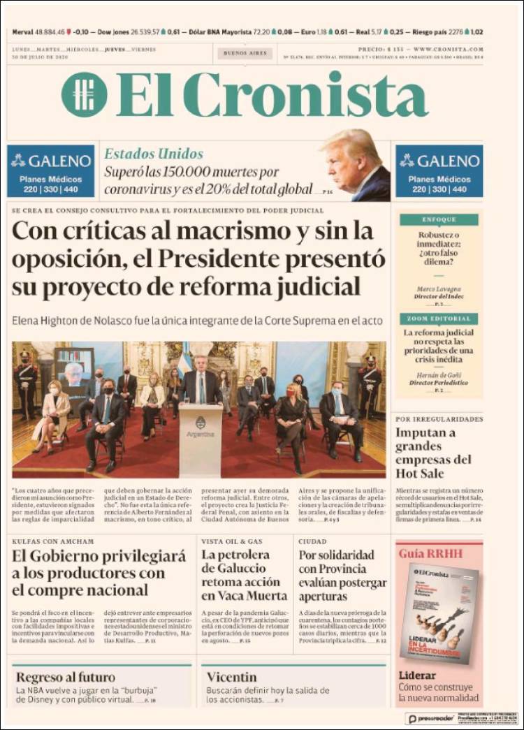 Portada de El Cronista Comercial (Argentina)