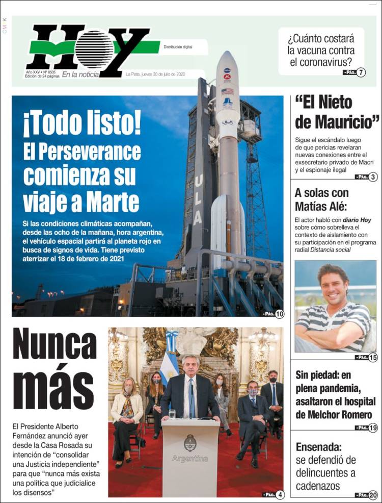 Portada de Diario Hoy (Argentina)