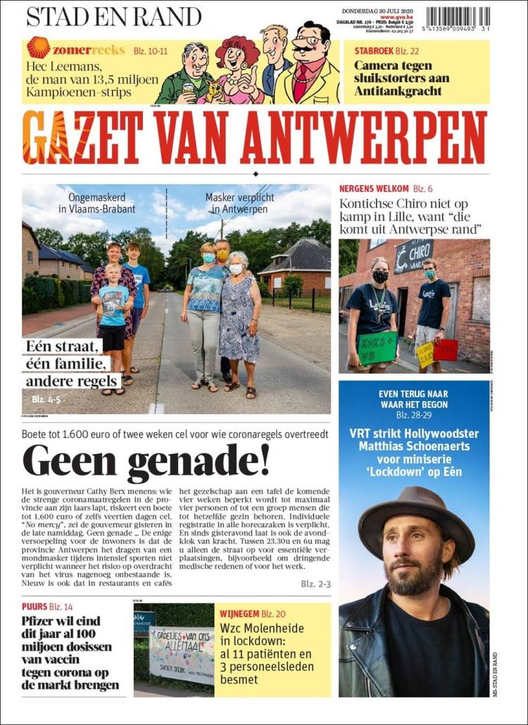 Portada de Gazet van Antwerpen (B&eacute;lgica)