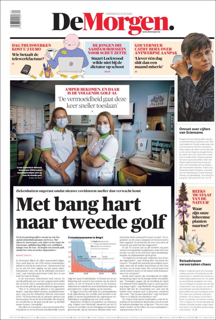 Portada de De Morgen (B&eacute;lgica)
