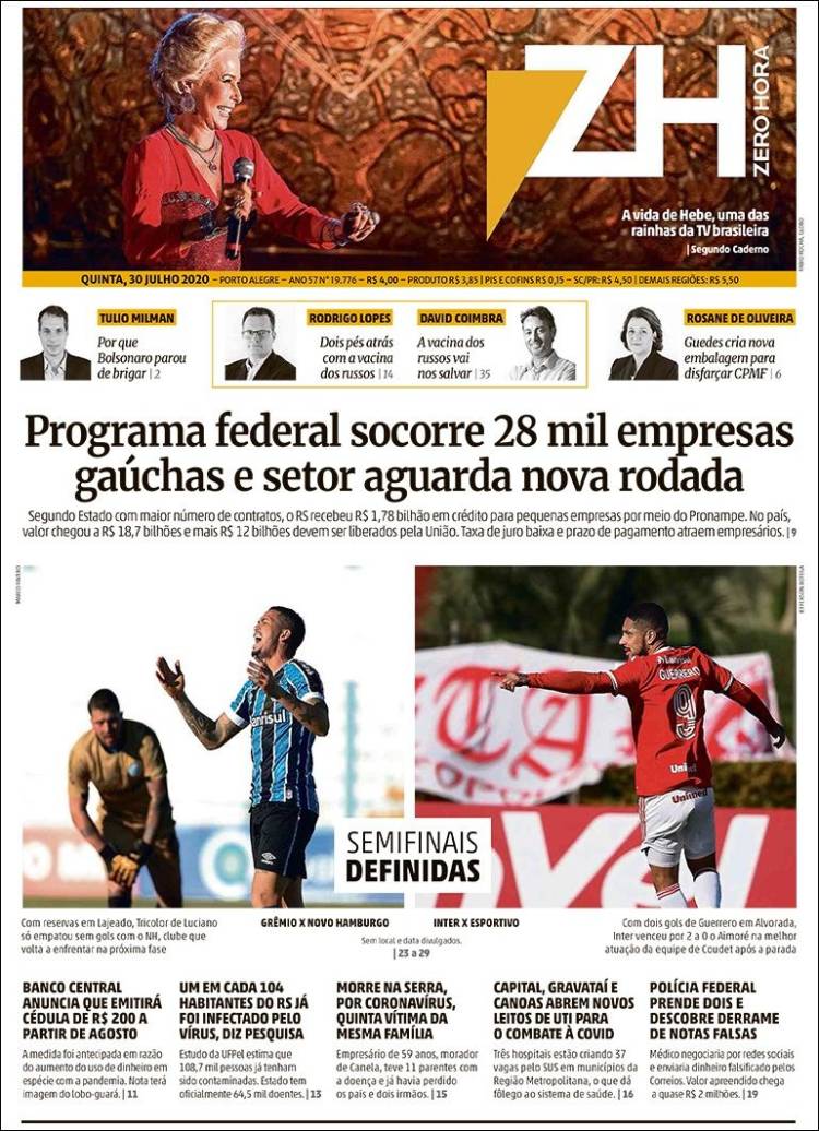 Portada de Zero Hora (Brasil)