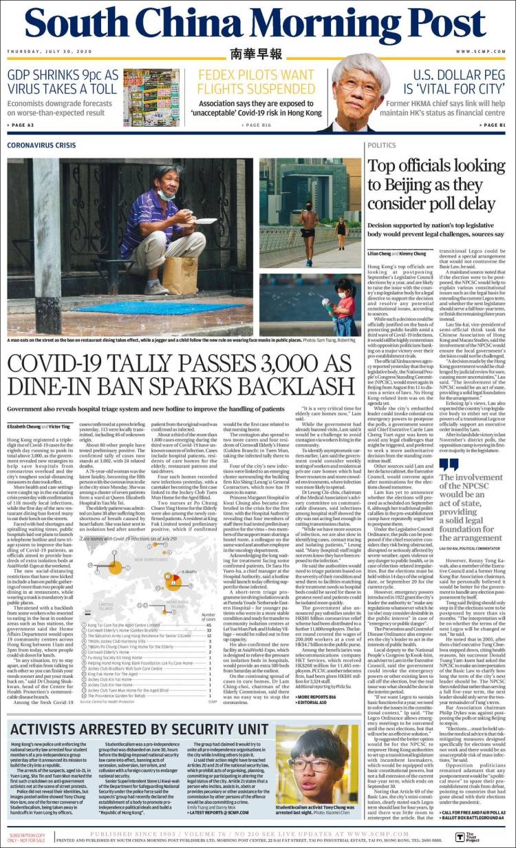 Portada de South China Morning Post (China)