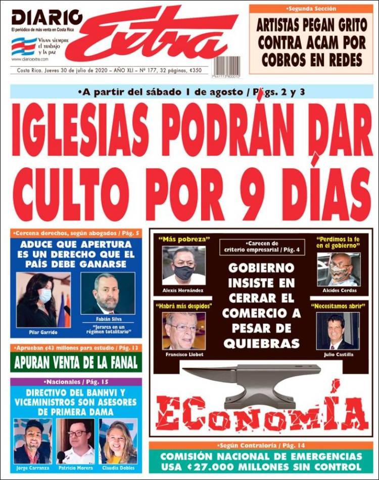 Portada de Diario Extra (Costa Rica)