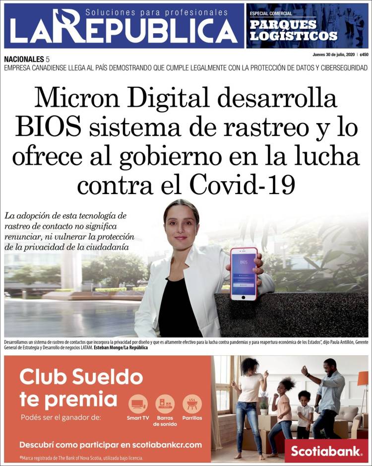 Portada de La República (Costa Rica)