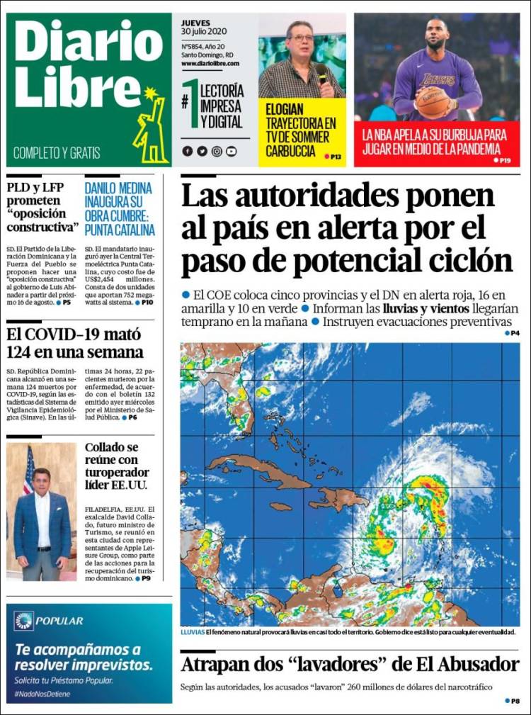 Portada de Diario Libre (R. Dominicana)