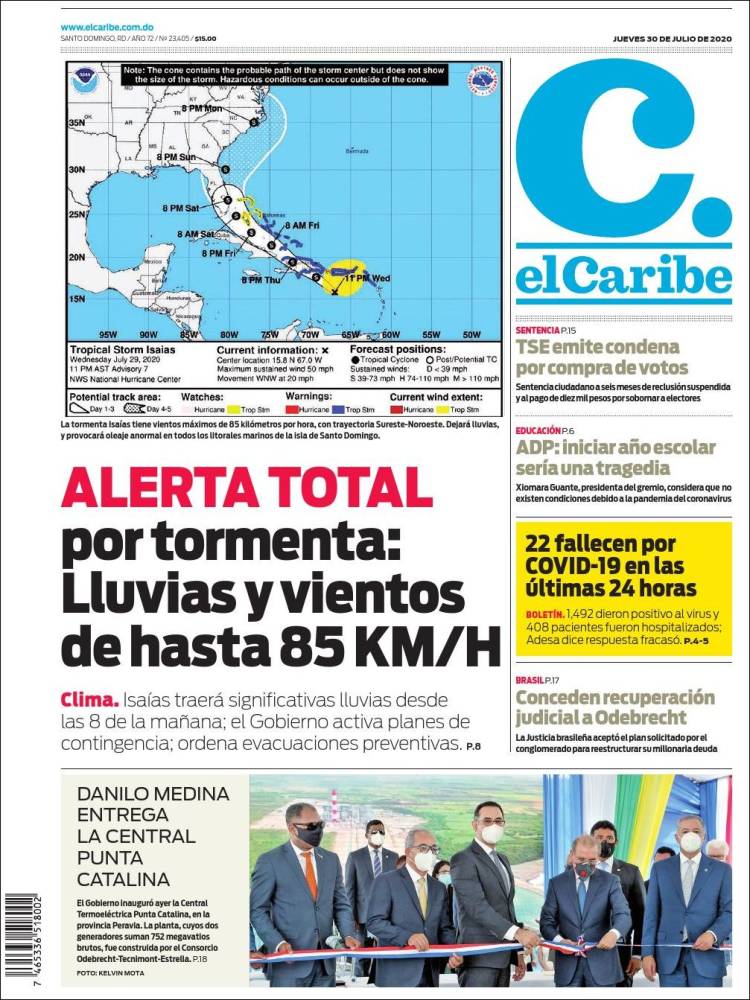 Portada de El Caribe (R. Dominicana)