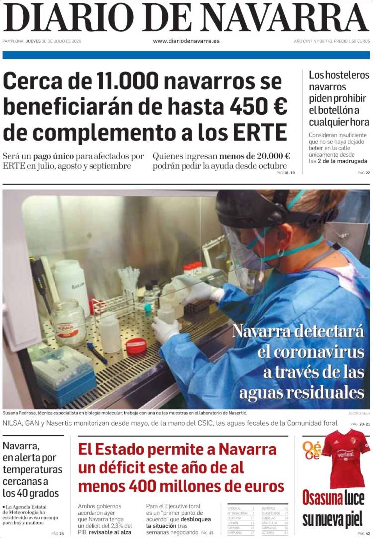 Portada de Diario de Navarra (Espa&ntilde;a)