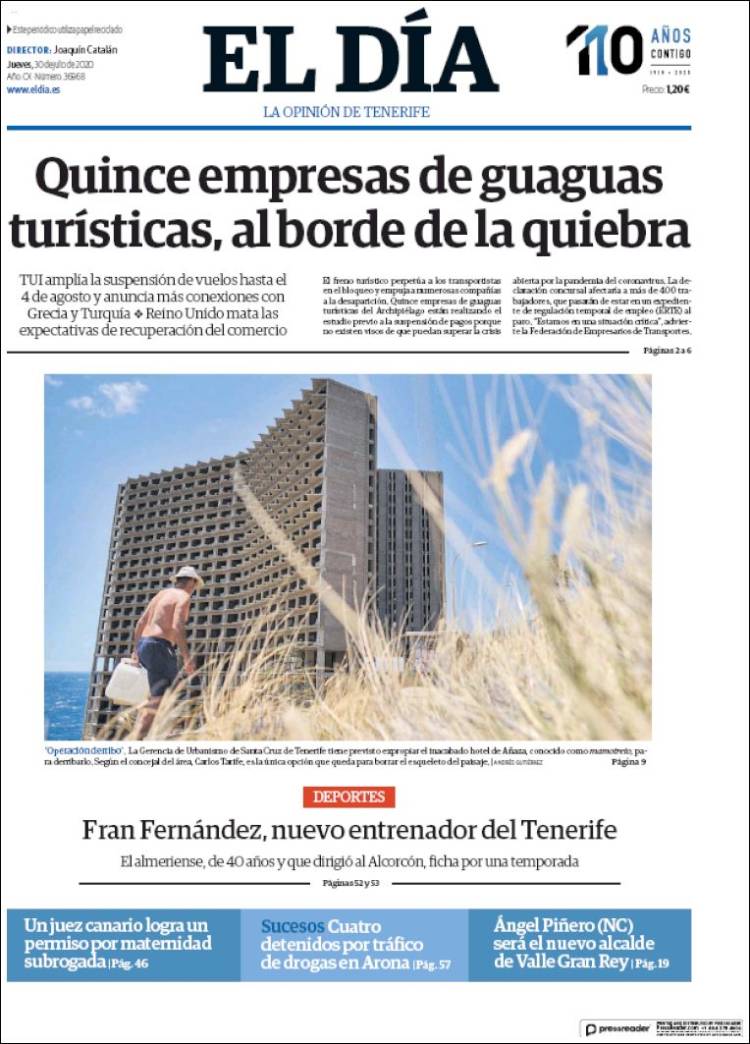 Portada de El Día (Espa&ntilde;a)