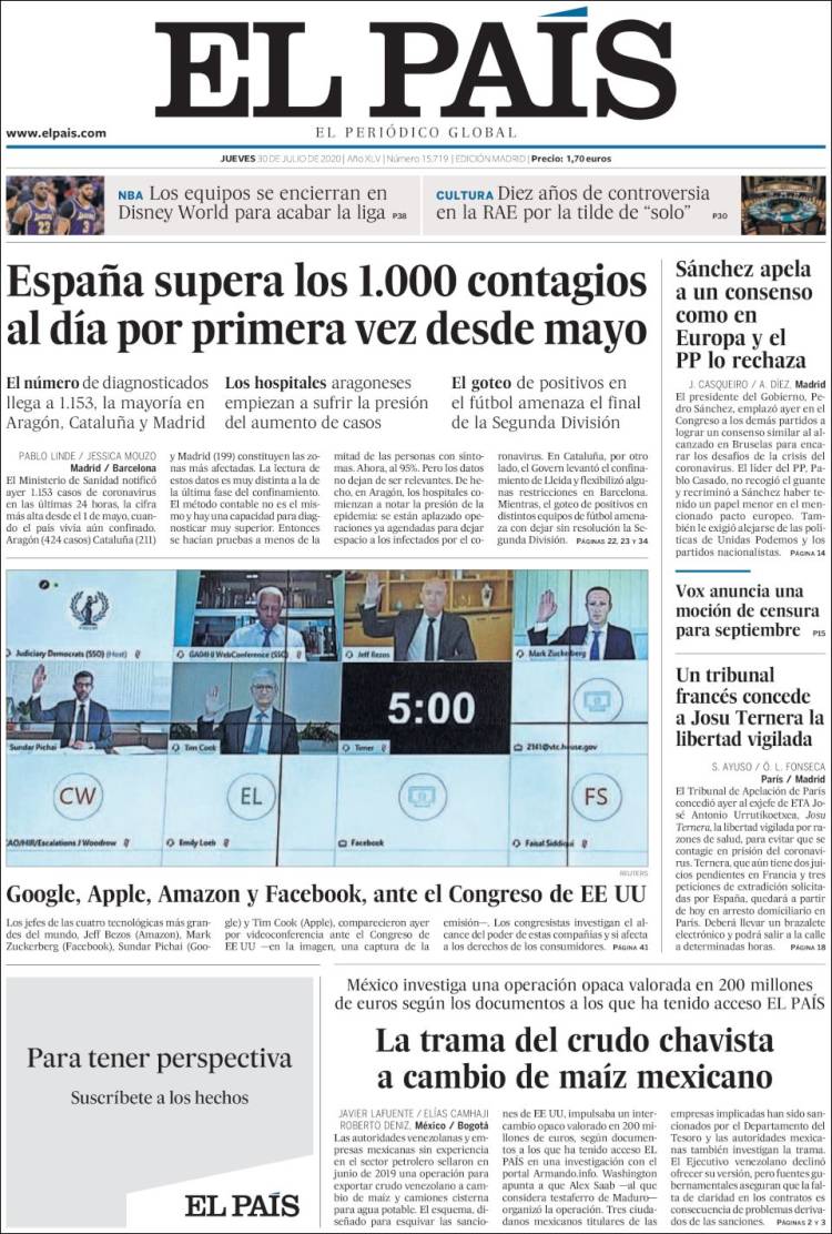 Portada de El País (Espa&ntilde;a)